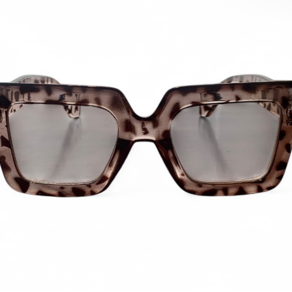 Stylish Black Brown Leopard Square Optical Glasses